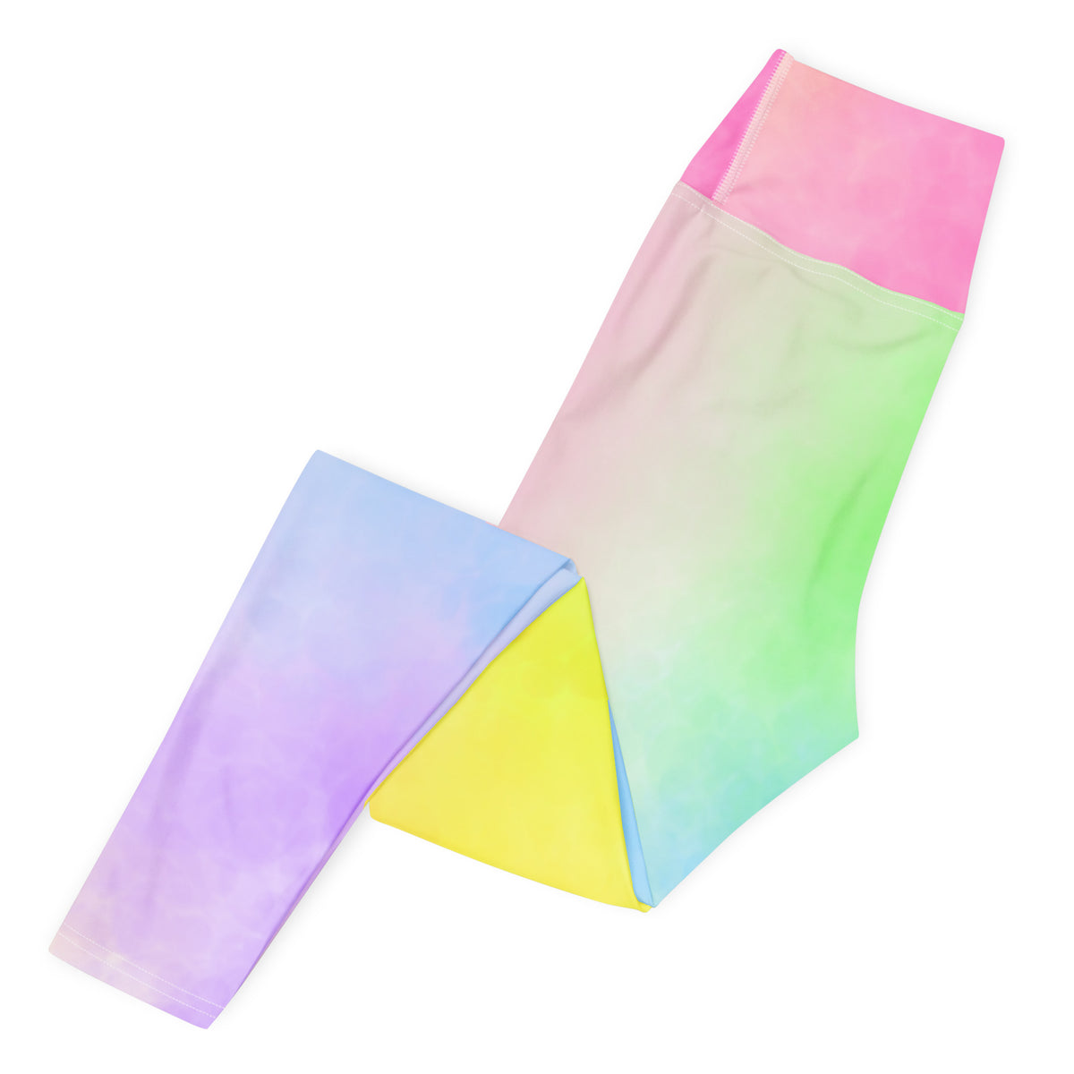 Women's Pastel Rainbow Watercolor Tie Dye Buttery Soft Yoga Leggings - Quick Drying, High Waisted Comfort