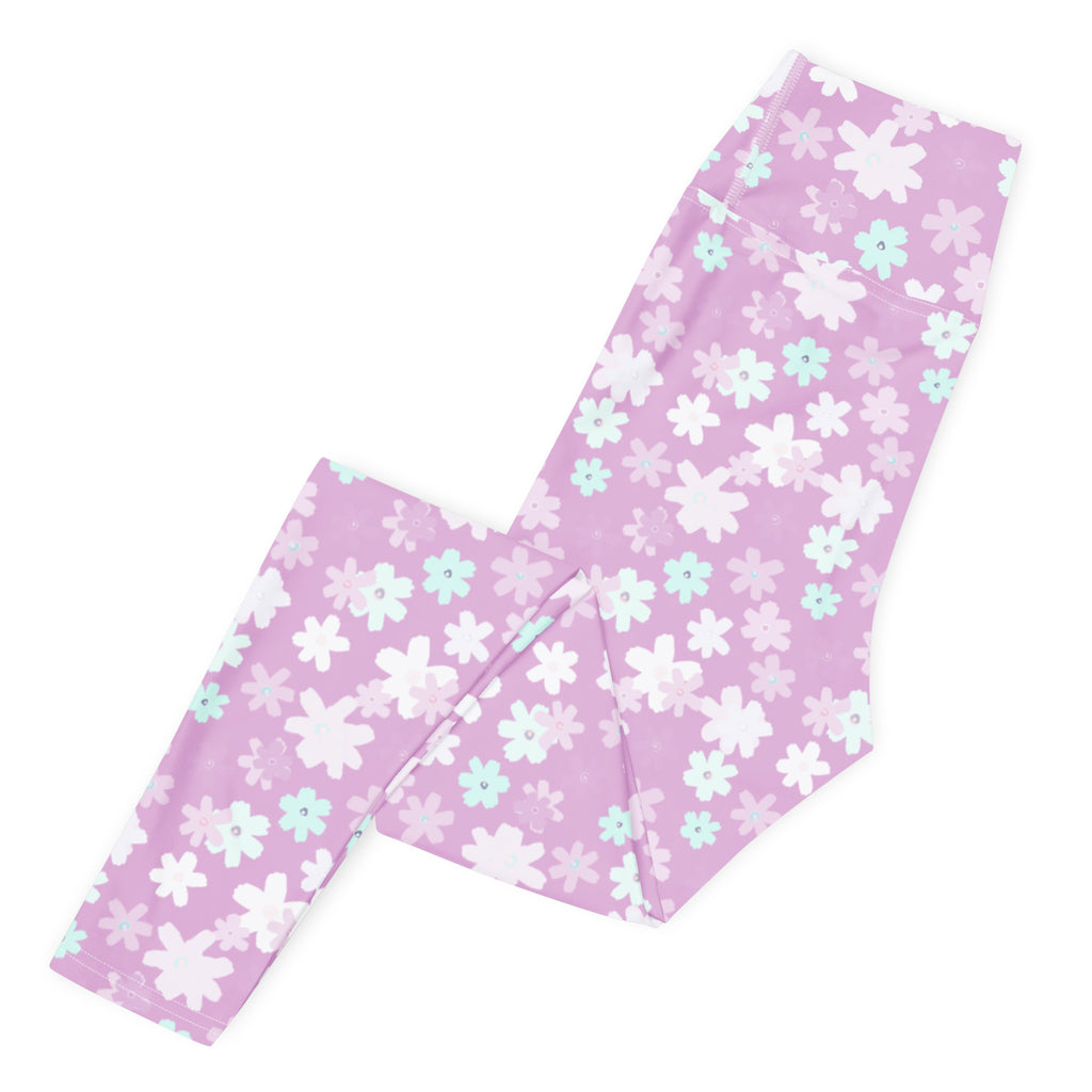 Women's Lavender Floral Buttery Soft Yoga Leggings - Quick Drying, High Waisted Comfort