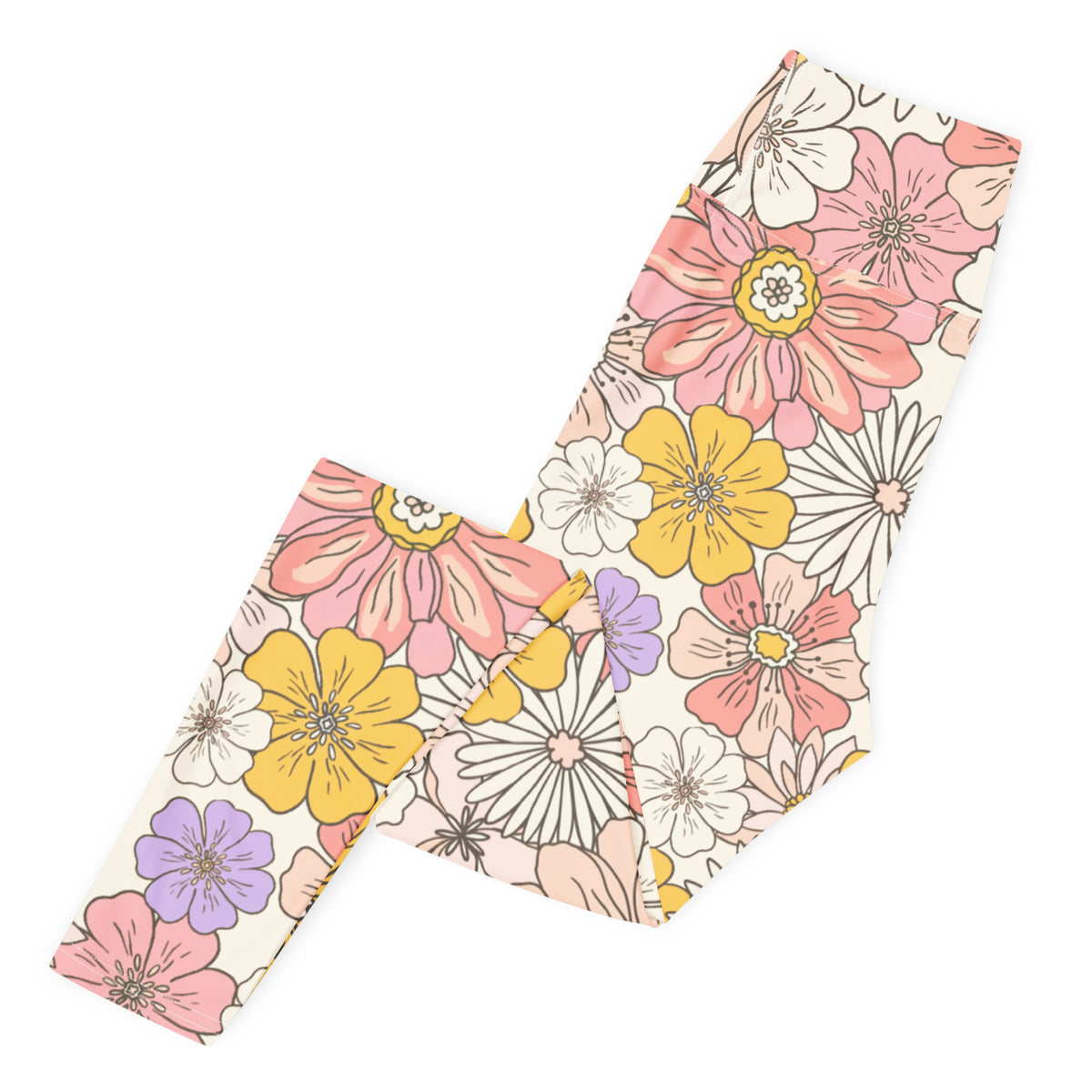 Women's Retro Floral Buttery Soft Yoga Leggings - Quick Drying, High Waisted Comfort