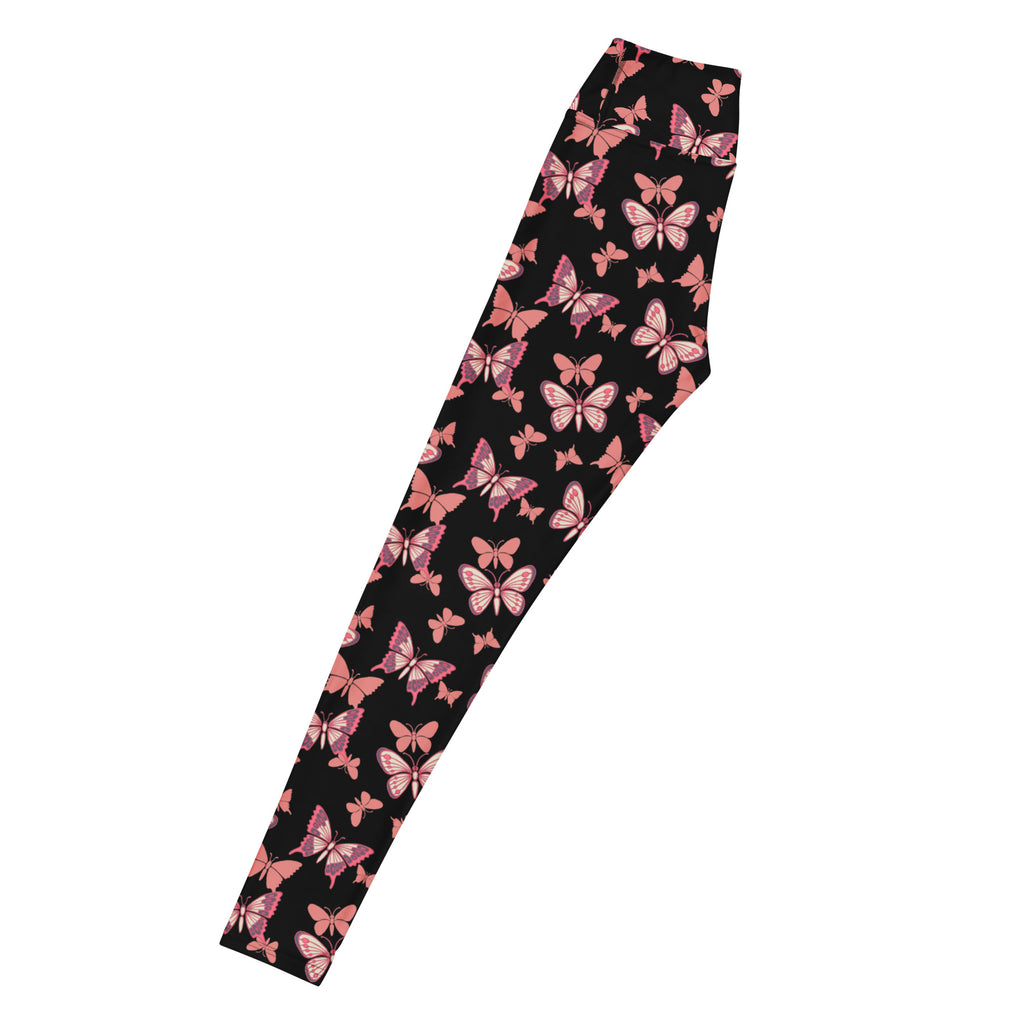 Women's Vibrant Pink Butterfly Buttery Soft Yoga Leggings - Quick Drying, High Waisted Comfort