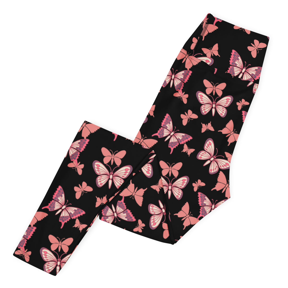 Women's Vibrant Pink Butterfly Buttery Soft Yoga Leggings - Quick Drying, High Waisted Comfort
