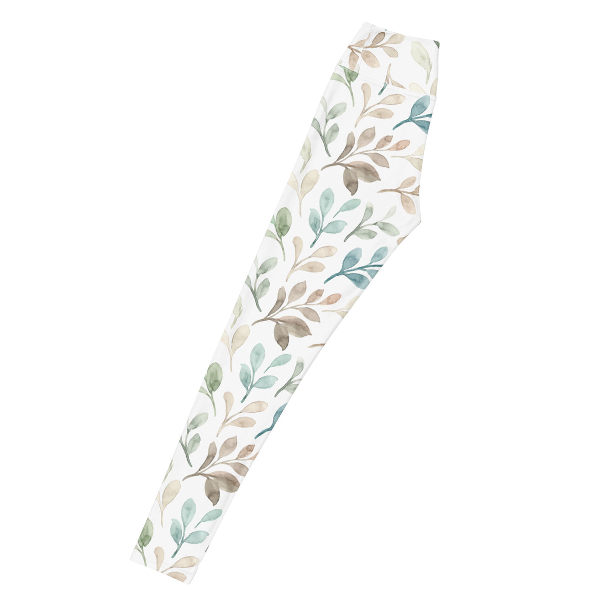 Women's Watercolor Leaf Buttery Soft Yoga Leggings - Quick Drying, High Waisted Comfort