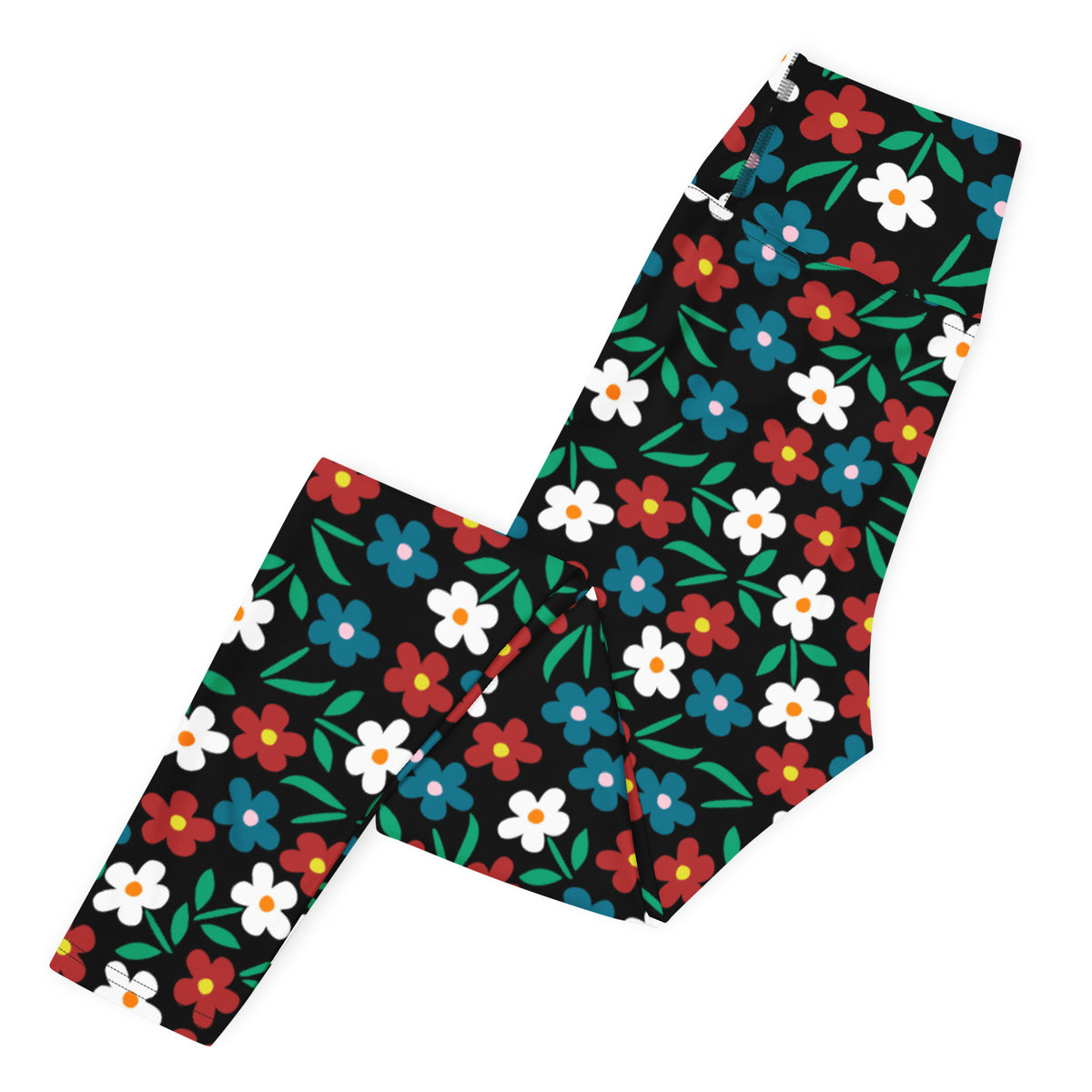 Women's Black Floral Buttery Soft Yoga Leggings - Quick Drying, High Waisted Comfort