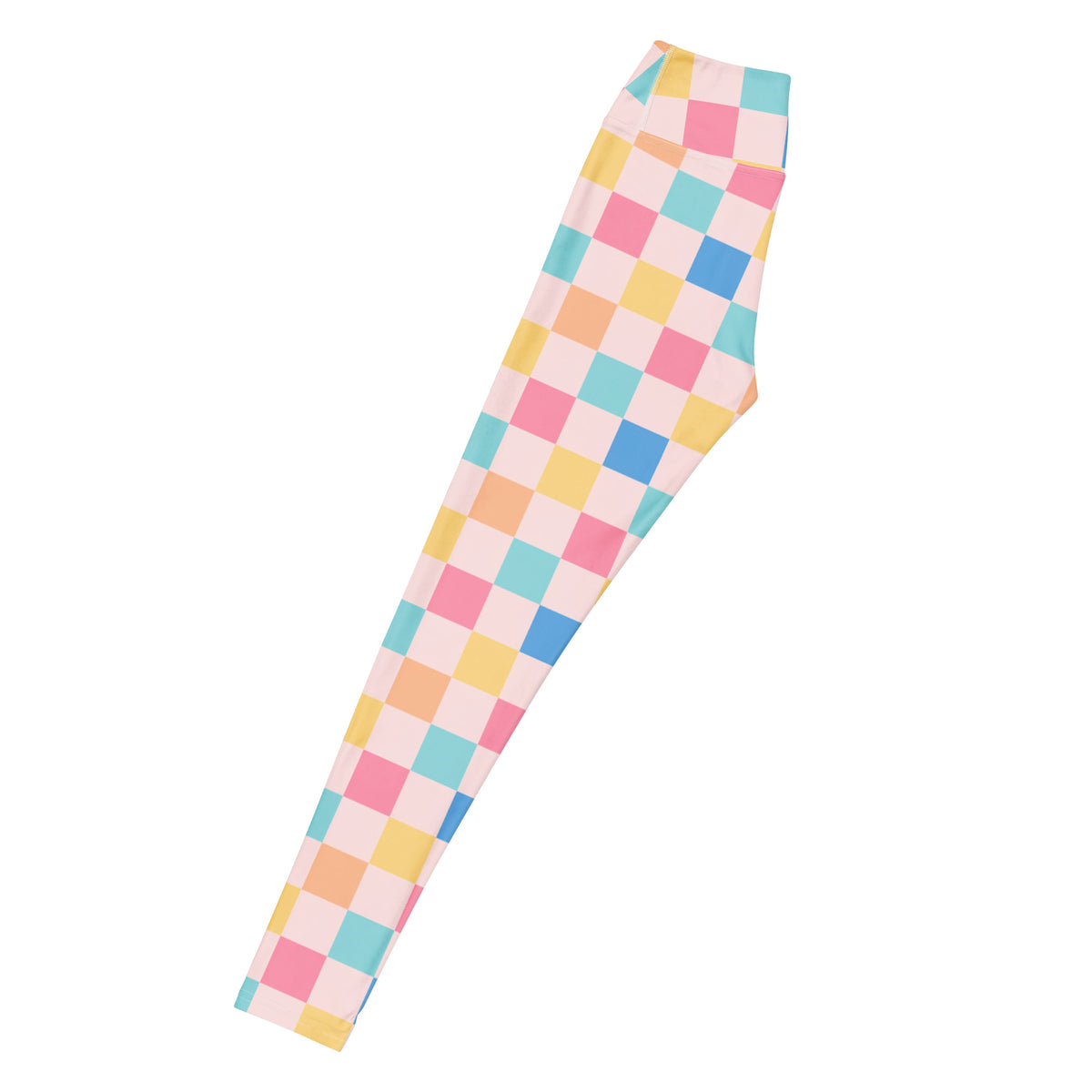Women's Colorful Pastel Checkered Buttery Soft Yoga Leggings - Quick Drying, High Waisted Comfort