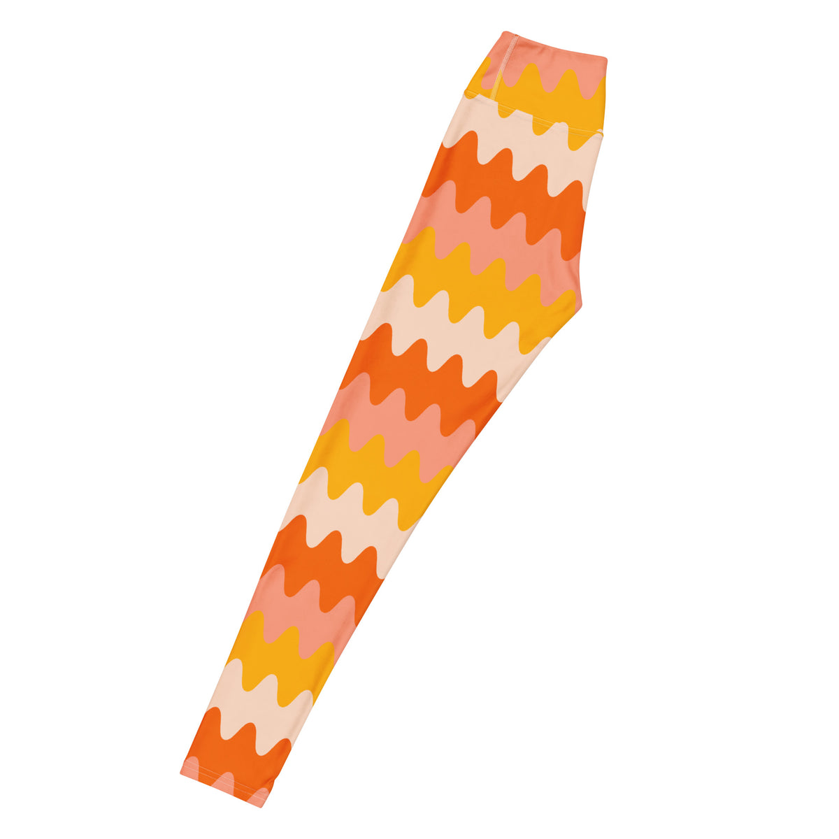 Women's Orange Wavy Stripe Buttery Soft Yoga Leggings - Quick Drying, High Waisted Comfort