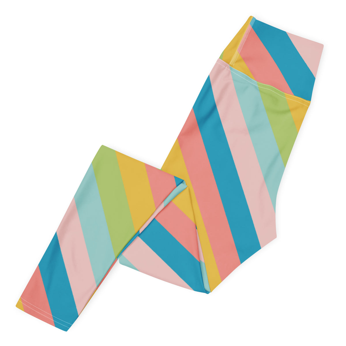 Women's Colorful Diagonal Stripe Buttery Soft Yoga Leggings - Quick Drying, High Waisted Comfort