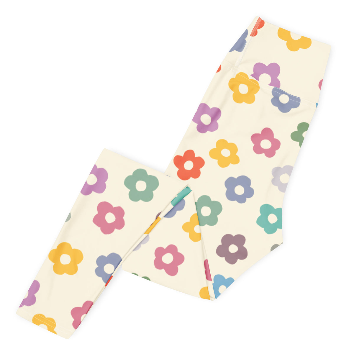 Women's Multicolor Retro Flower Buttery Soft Yoga Leggings - Quick Drying, High Waisted Comfort