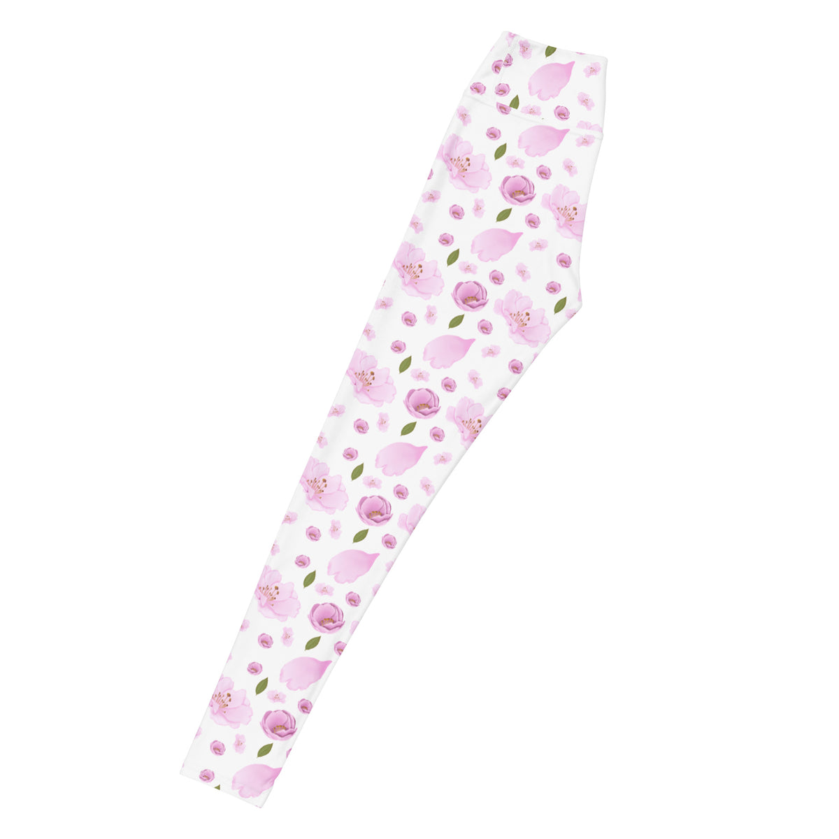 Women's Pink Watercolor Floral Buttery Soft Yoga Leggings - Quick Drying, High Waisted Comfort