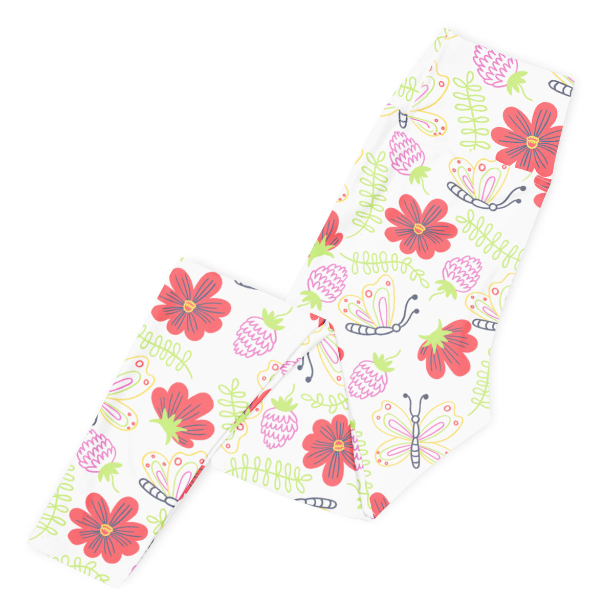 Women's Butterfly Floral Buttery Soft Yoga Leggings - Quick Drying, High Waisted Comfort