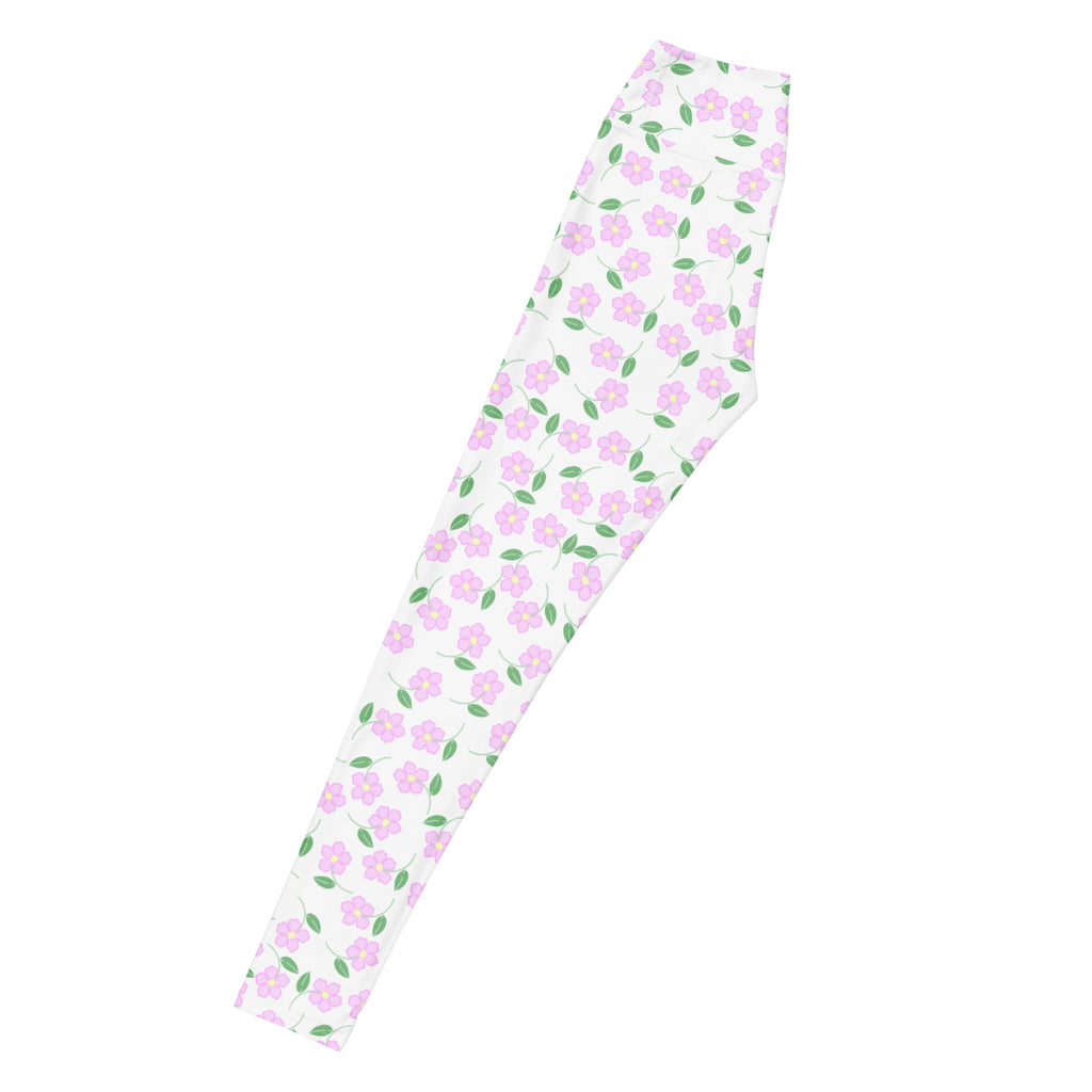 Women's Lavender Flowers Buttery Soft Yoga Leggings - Quick Drying, High Waisted Comfort