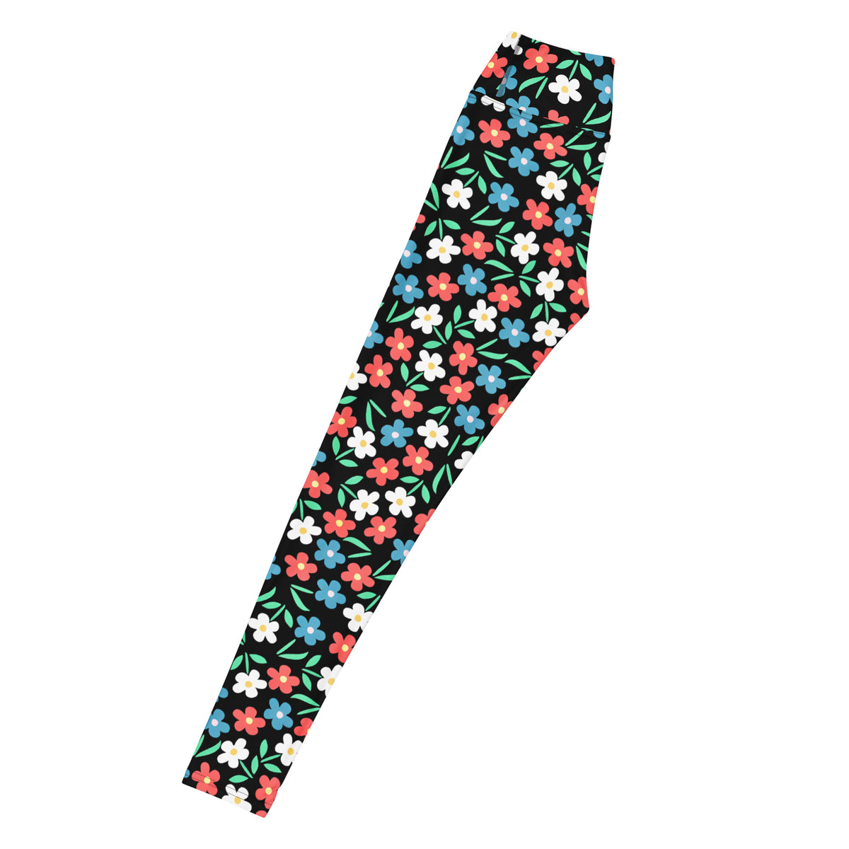 Women's Colorful Black Floral Buttery Soft Yoga Leggings - Quick Drying, High Waisted Comfort