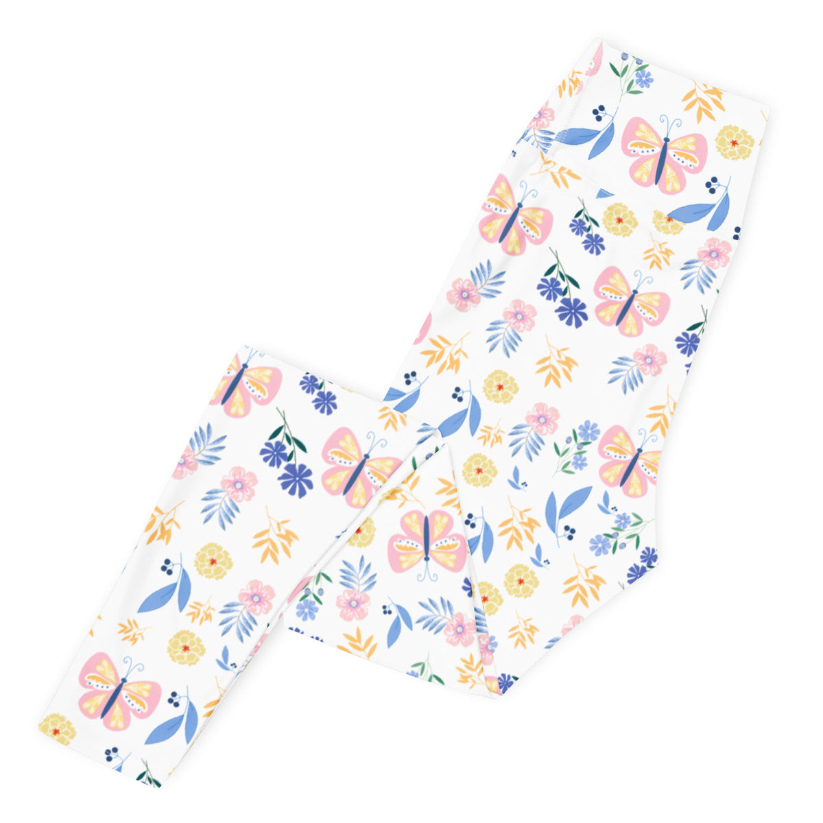 Women's Butterfly Floral Buttery Soft Yoga Leggings - Quick Drying, High Waisted Comfort