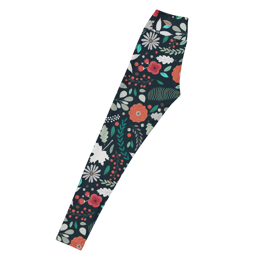 Women's Dark Botanical Buttery Soft Yoga Leggings - Quick Drying, High Waisted Comfort