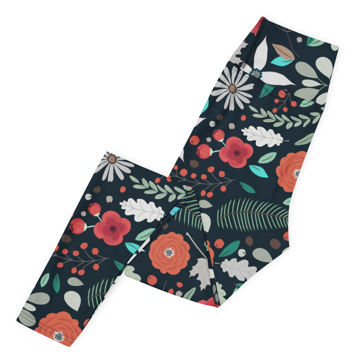 Women's Dark Botanical Buttery Soft Yoga Leggings - Quick Drying, High Waisted Comfort