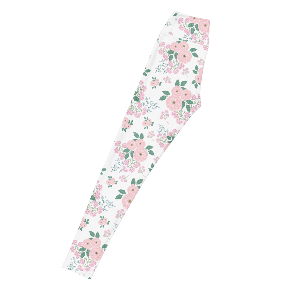 Women's Pink Rose Floral Buttery Soft Yoga Leggings - Quick Drying, High Waisted Comfort