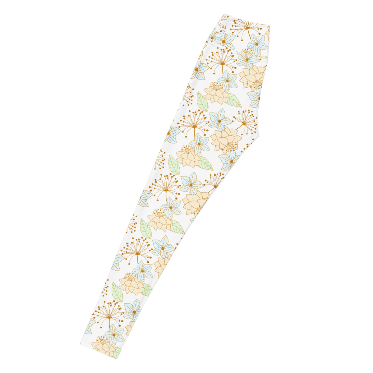 Women's Gold Floral Buttery Soft Yoga Leggings - Quick Drying, High Waisted Comfort
