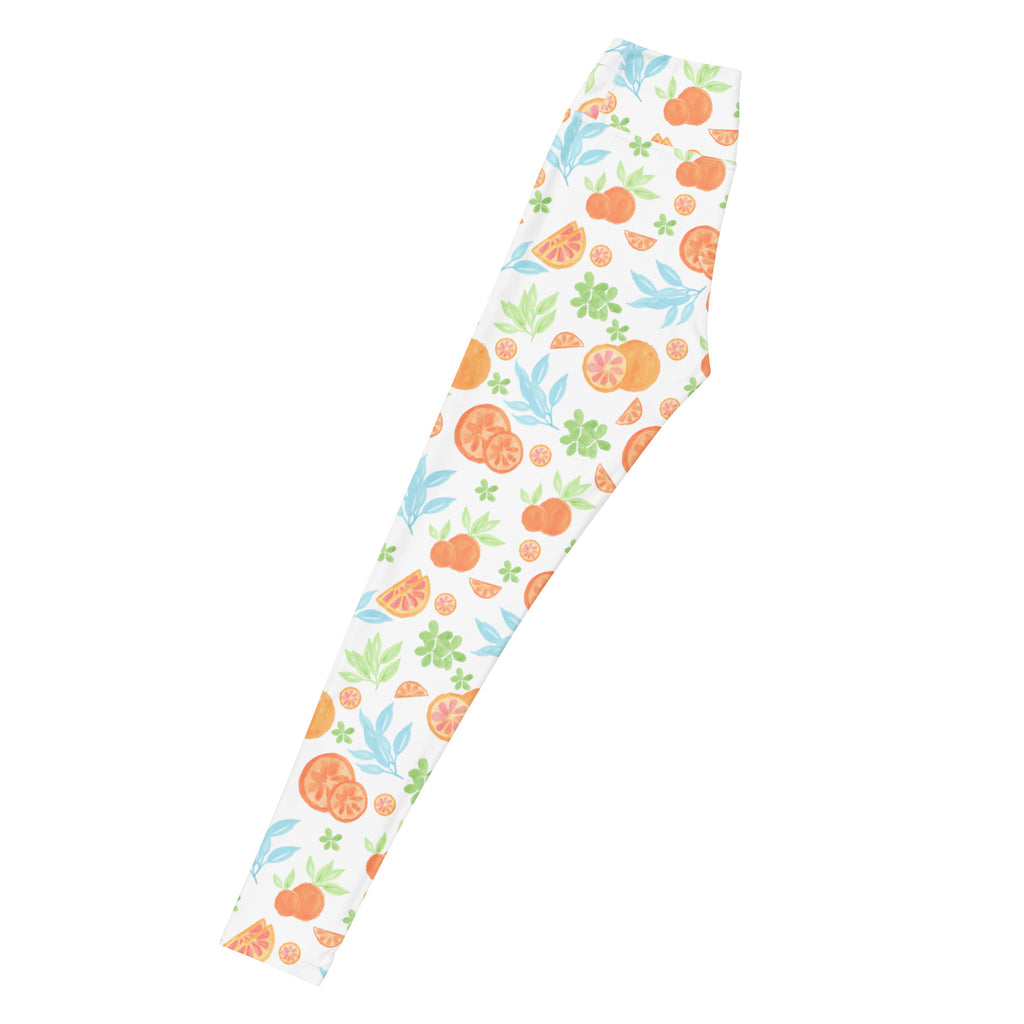 Women's Watercolor Orange Citrus Buttery Soft Yoga Leggings - Quick Drying, High Waisted Comfort