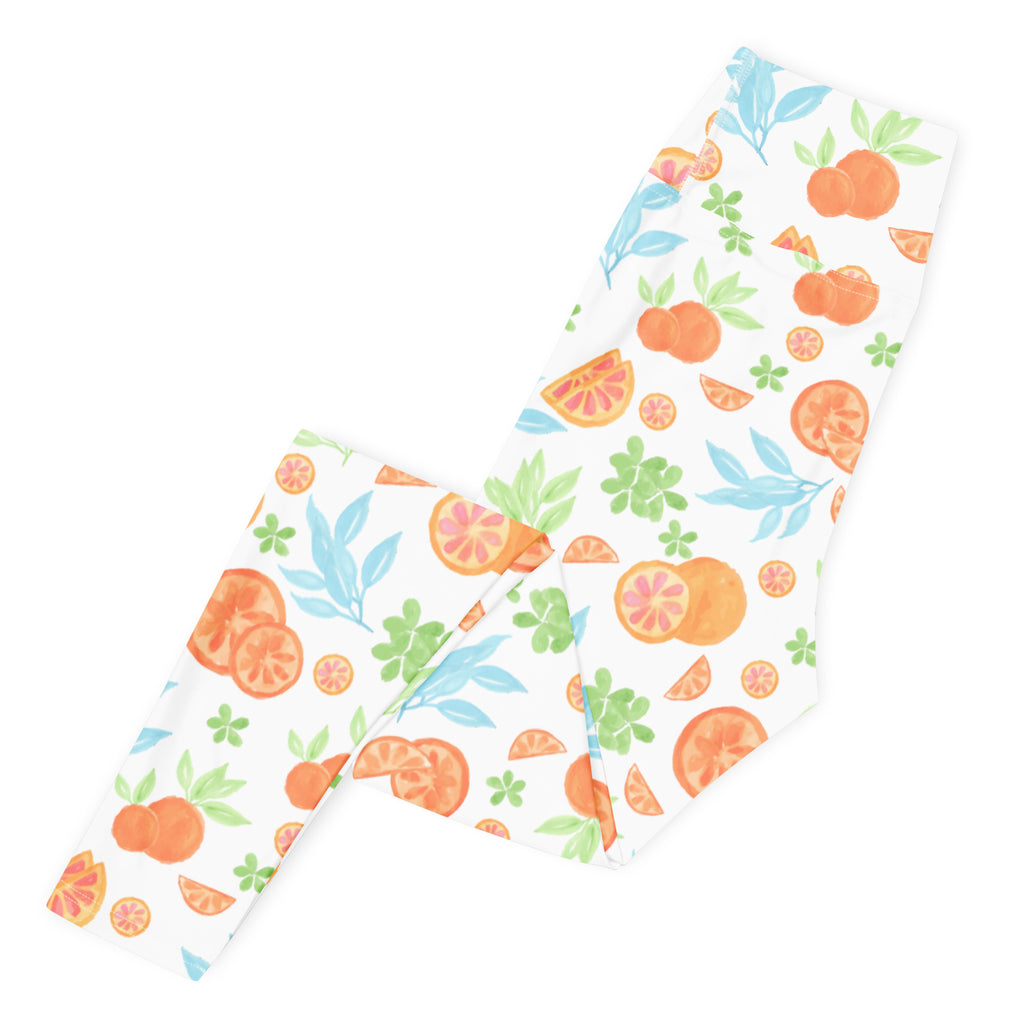 Women's Watercolor Orange Citrus Buttery Soft Yoga Leggings - Quick Drying, High Waisted Comfort