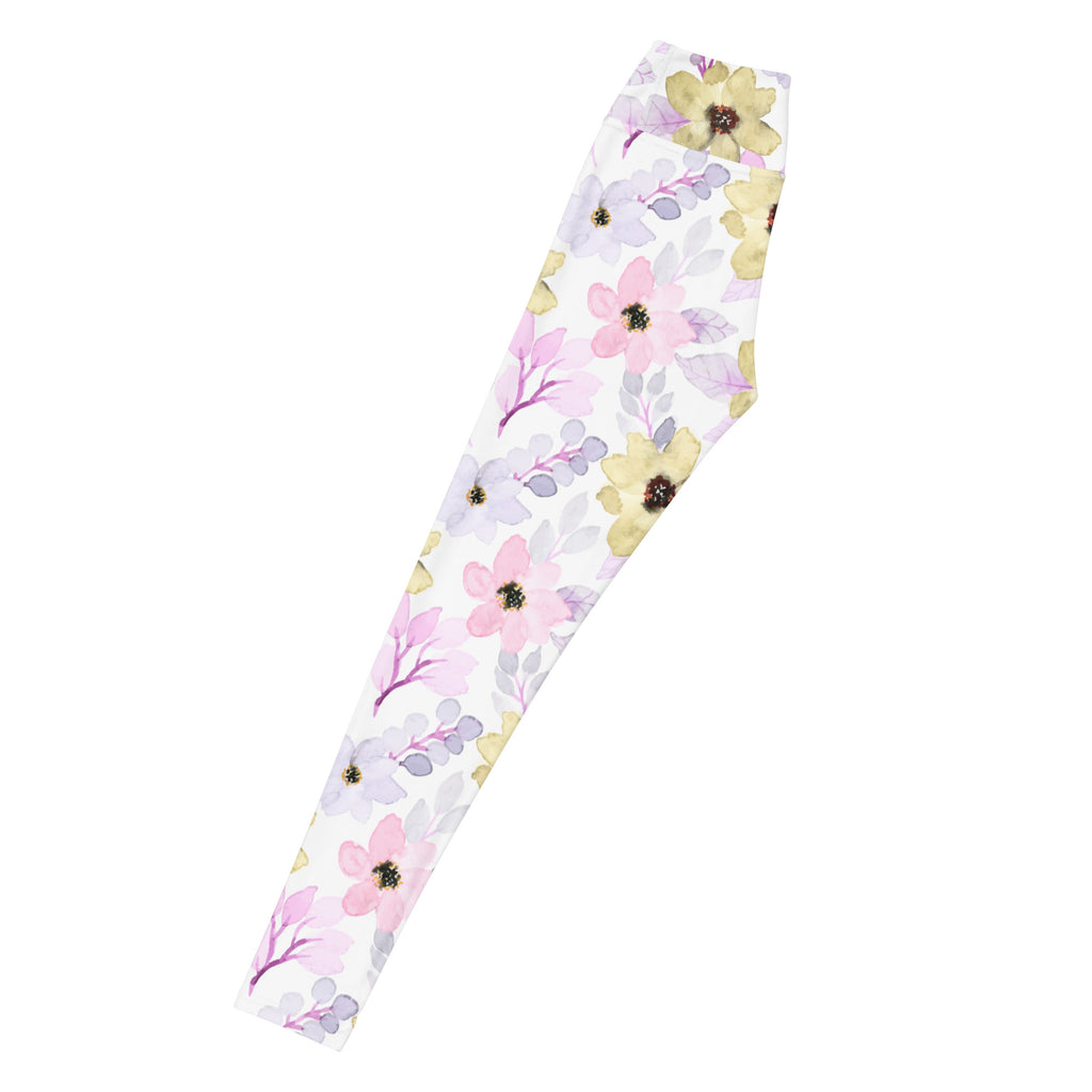 Women's Colorful Watercolor Floral Buttery Soft Yoga Leggings - Quick Drying, High Waisted Comfort