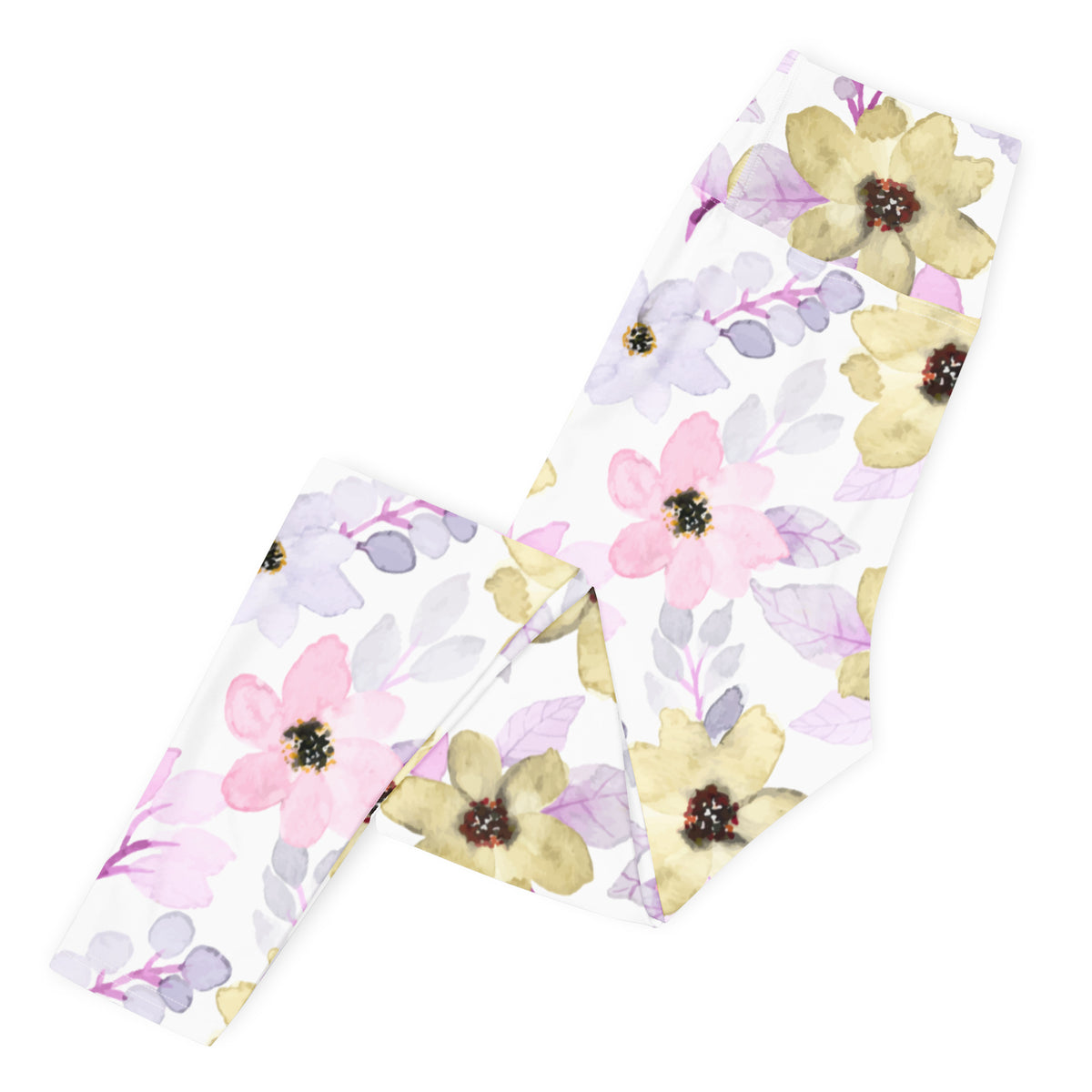 Women's Colorful Watercolor Floral Buttery Soft Yoga Leggings - Quick Drying, High Waisted Comfort