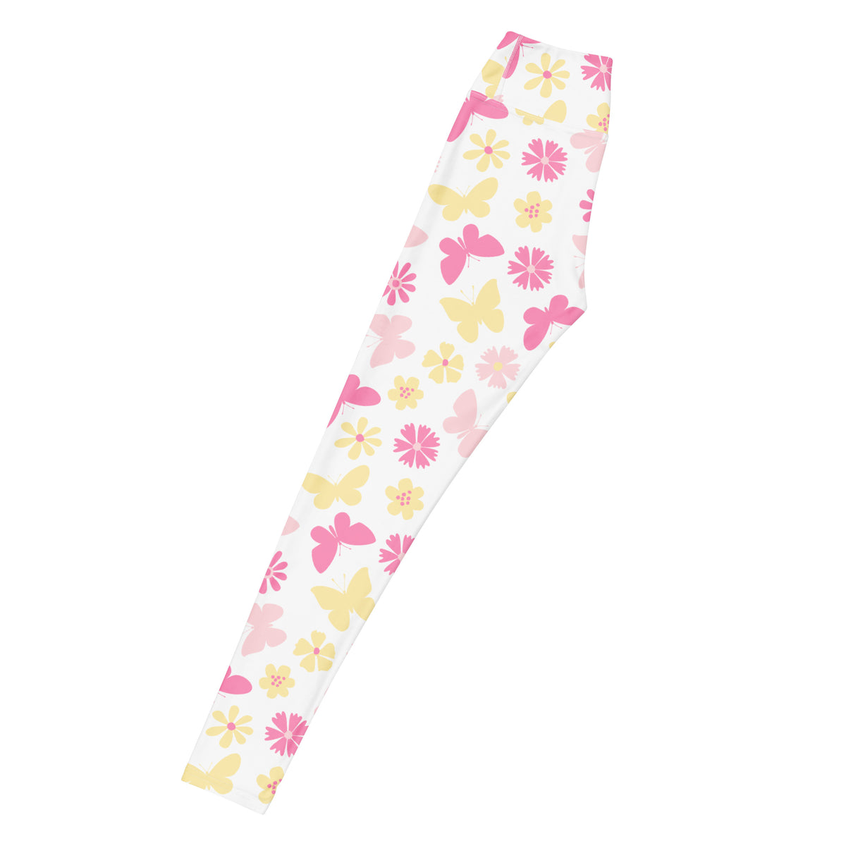 Women's Pink Butterfly Floral Buttery Soft Yoga Leggings - Quick Drying, High Waisted Comfort