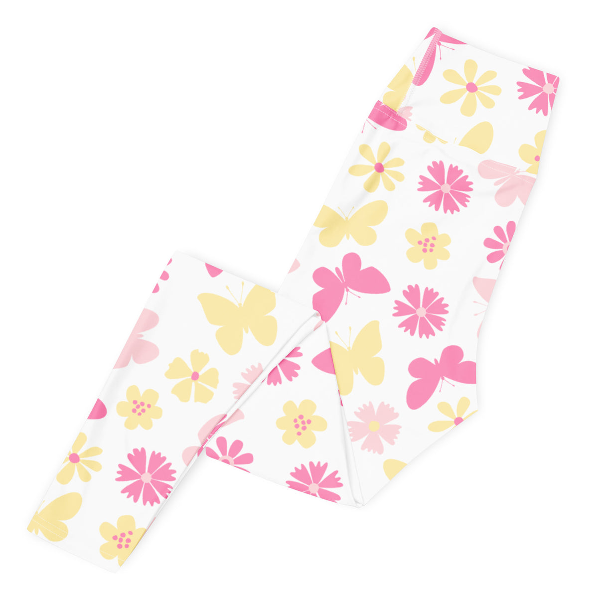 Women's Pink Butterfly Floral Buttery Soft Yoga Leggings - Quick Drying, High Waisted Comfort