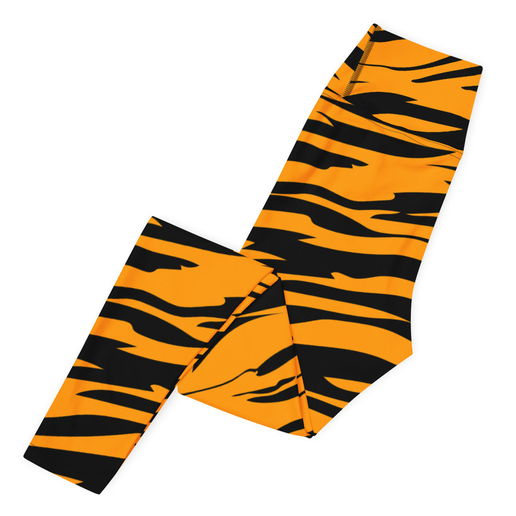 Women's Orange Tiger Stripe Buttery Soft Yoga Leggings - Quick Drying, High Waisted Comfort
