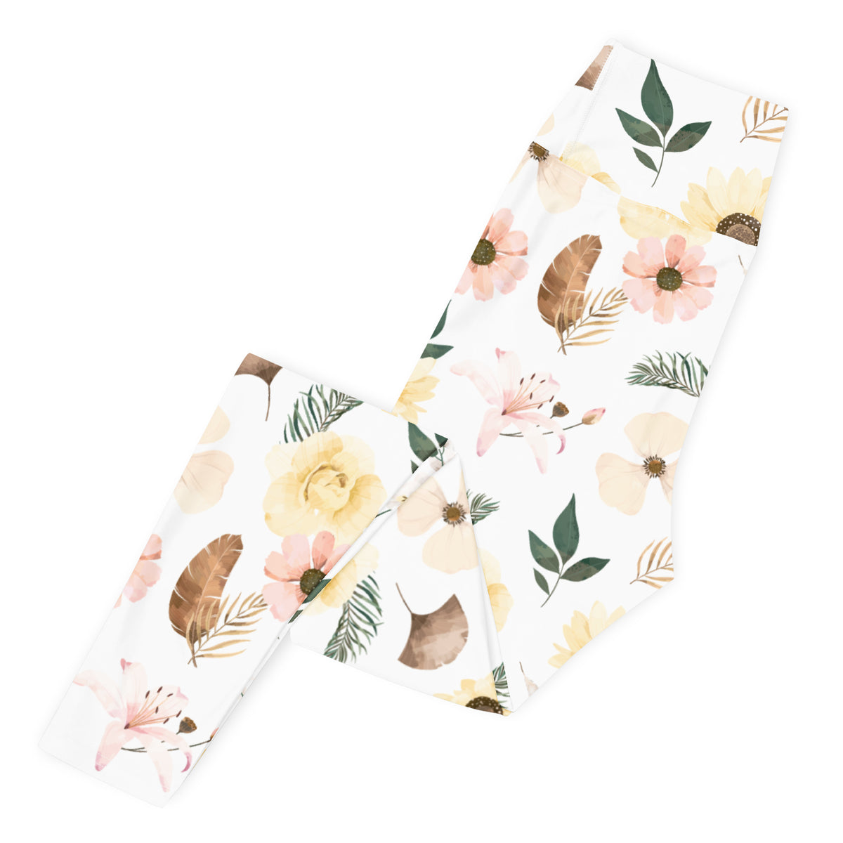 Women's Boho Sunflower Buttery Soft Yoga Leggings - Quick Drying, High Waisted Comfort