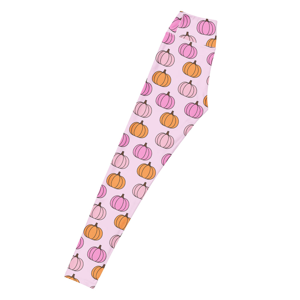 Women's Pink Pumpkin Patch Buttery Soft Yoga Leggings - Quick Drying, High Waisted Comfort