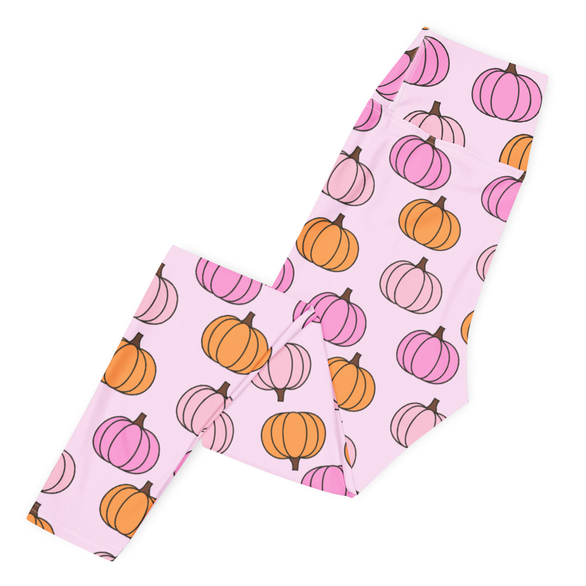 Women's Pink Pumpkin Patch Buttery Soft Yoga Leggings - Quick Drying, High Waisted Comfort