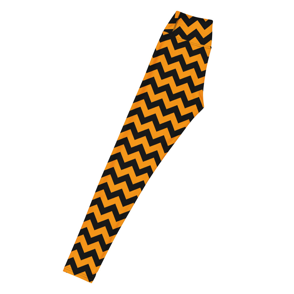 Women's Orange Chevron Halloween Buttery Soft Yoga Leggings - Quick Drying, High Waisted Comfort