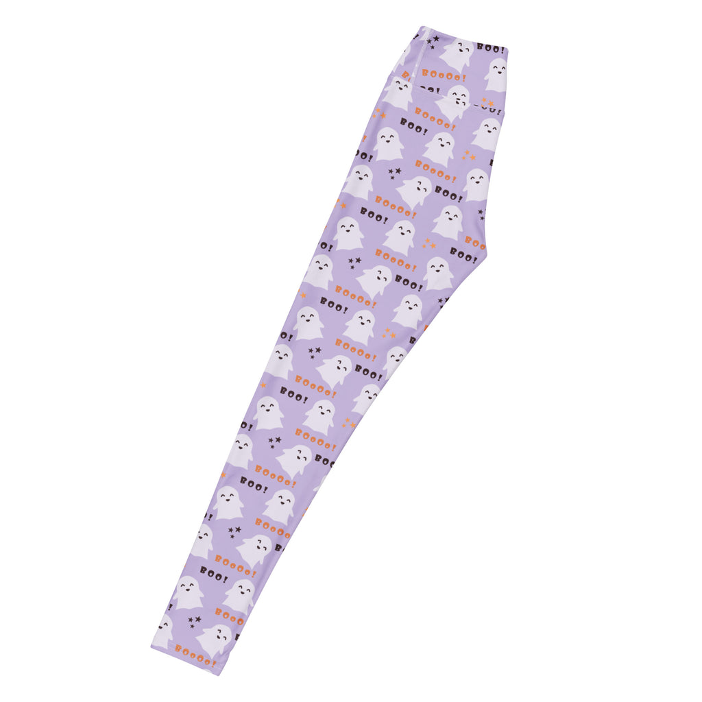 Women's Purple Ghost Halloween Buttery Soft Yoga Leggings - Quick Drying, High Waisted Comfort