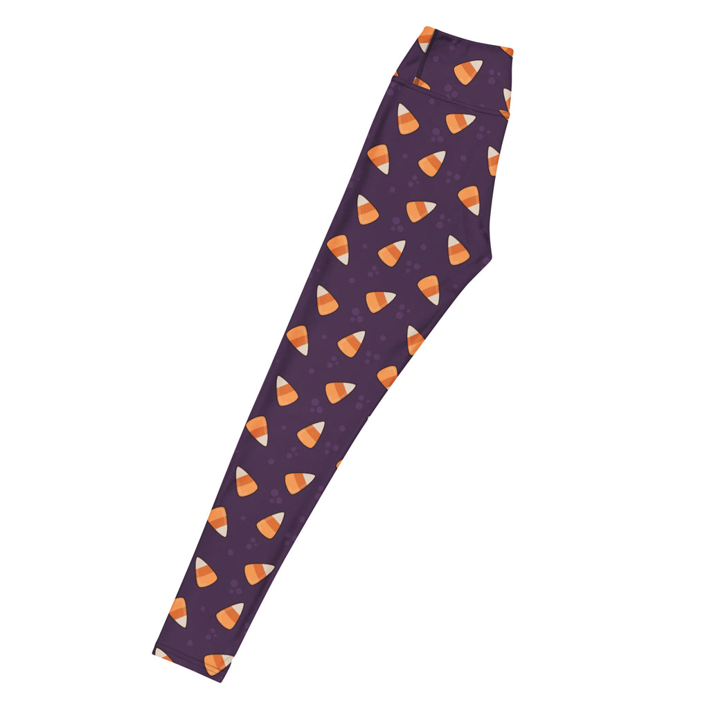 Women's Dark Purple Candy Corn Halloween Buttery Soft Yoga Leggings - Quick Drying, High Waisted Comfort