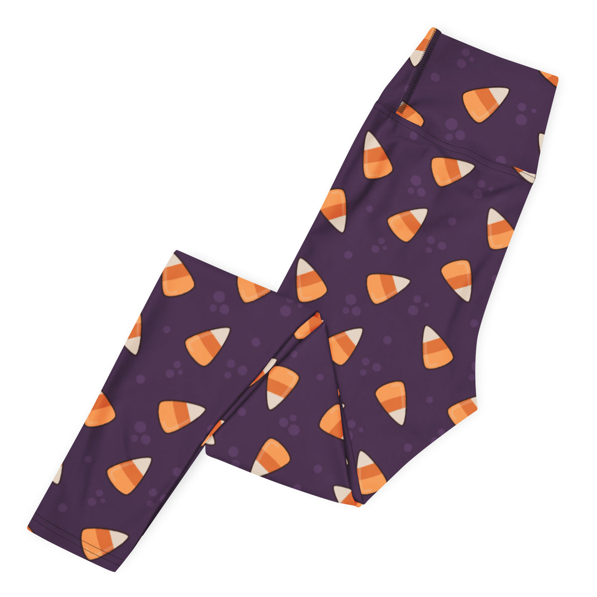 Women's Dark Purple Candy Corn Halloween Buttery Soft Yoga Leggings - Quick Drying, High Waisted Comfort