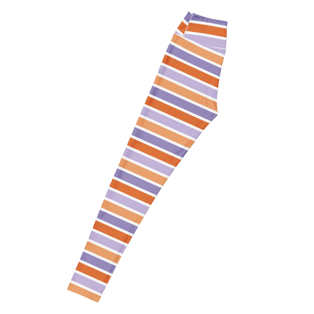 Women's Orange & Purple Striped Halloween Buttery Soft Yoga Leggings - Quick Drying, High Waisted Comfort