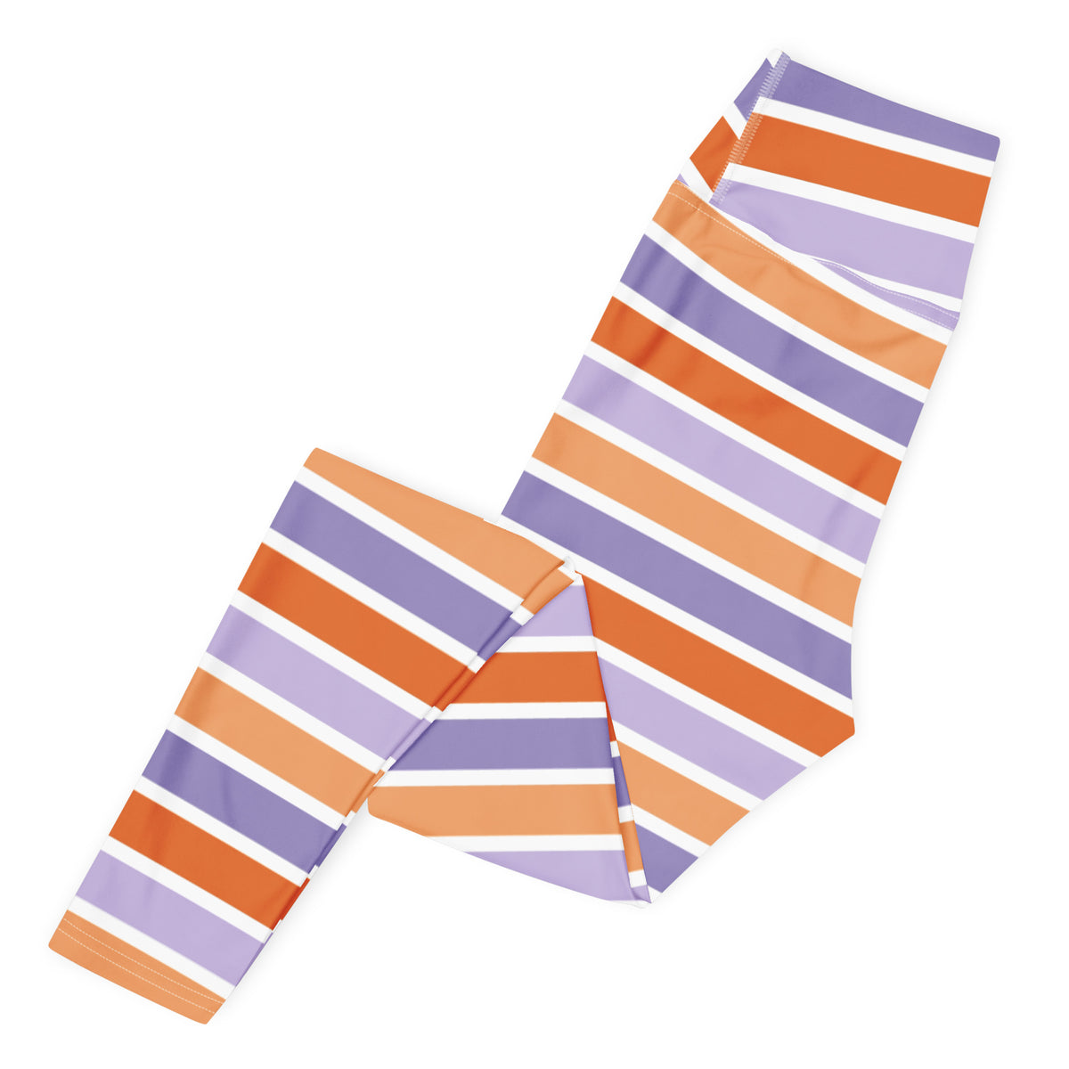 Women's Orange & Purple Striped Halloween Buttery Soft Yoga Leggings - Quick Drying, High Waisted Comfort