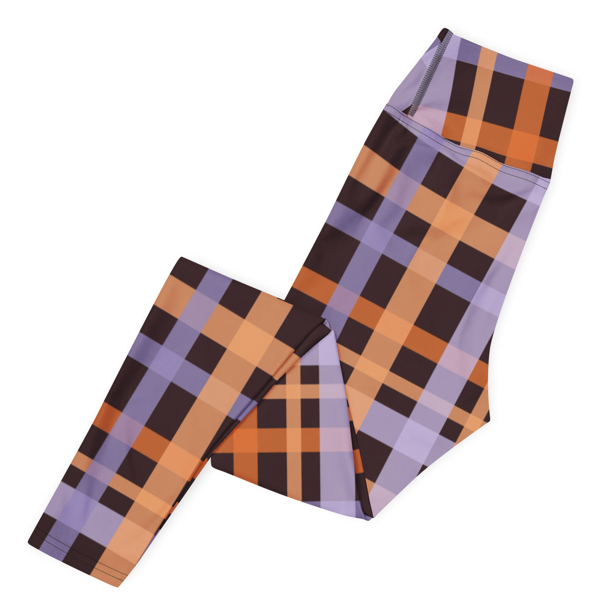 Women's Orange & Purple Plaid Halloween Buttery Soft Yoga Leggings - Quick Drying, High Waisted Comfort