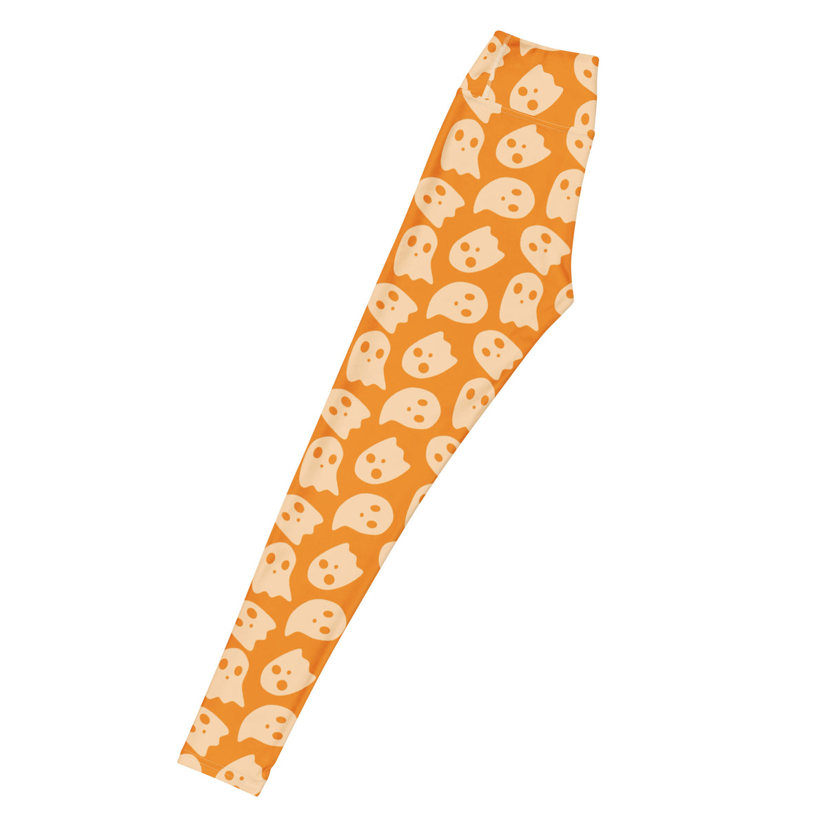 Women's Orange Ghost Halloween Buttery Soft Yoga Leggings - Quick Drying, High Waisted Comfort