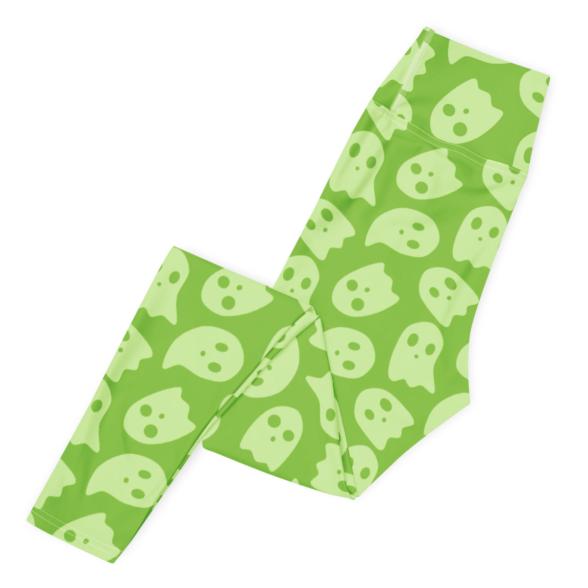 Women's Green Ghost Halloween Buttery Soft Yoga Leggings - Quick Drying, High Waisted Comfort