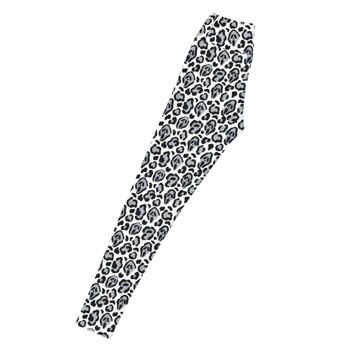 Women's Ghost Face Leopard Halloween Buttery Soft Yoga Leggings - Quick Drying, High Waisted Comfort