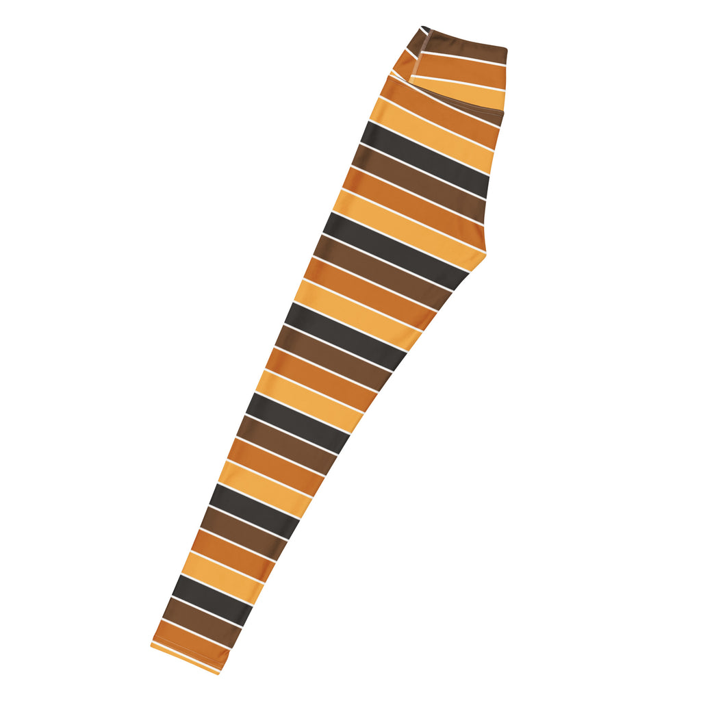 Women's Orange & Brown Striped Halloween Buttery Soft Yoga Leggings - Quick Drying, High Waisted Comfort