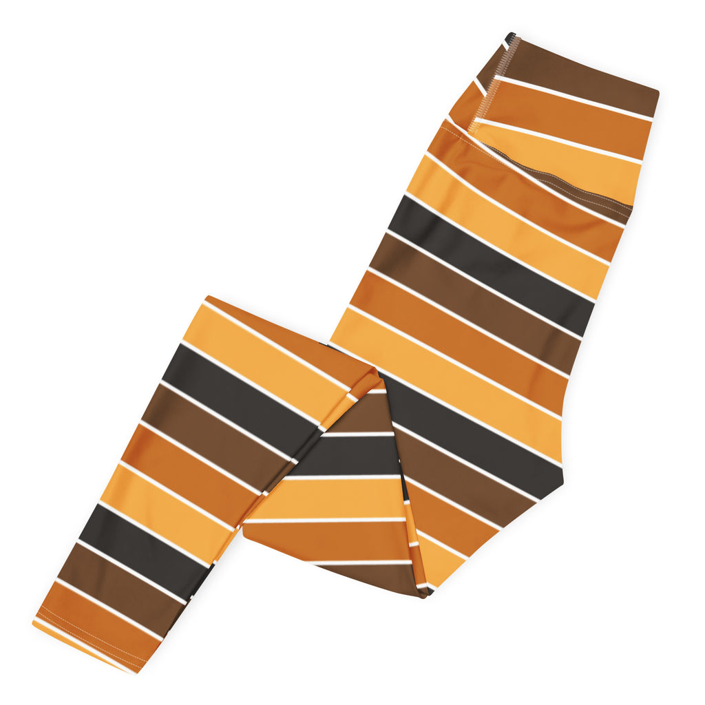 Women's Orange & Brown Striped Halloween Buttery Soft Yoga Leggings - Quick Drying, High Waisted Comfort