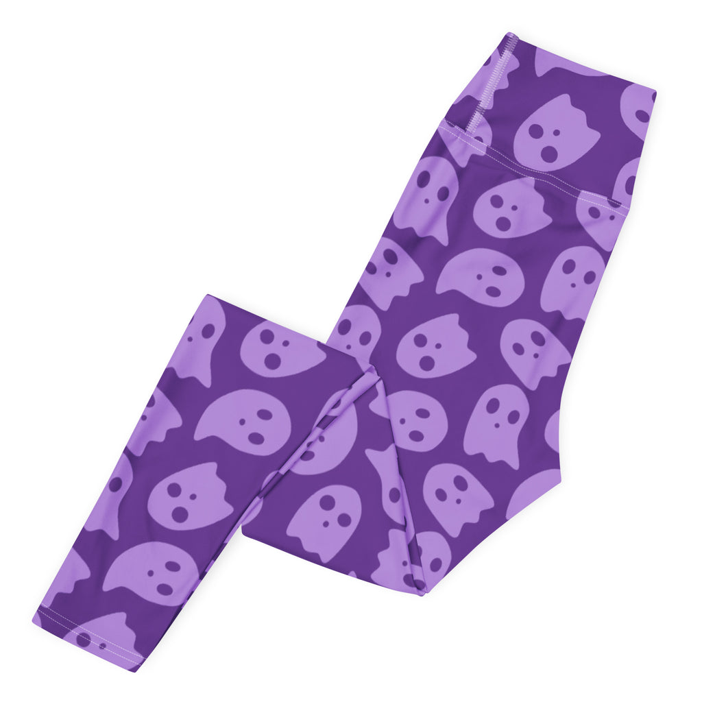 Women's Purple Ghost Halloween Buttery Soft Yoga Leggings - Quick Drying, High Waisted Comfort