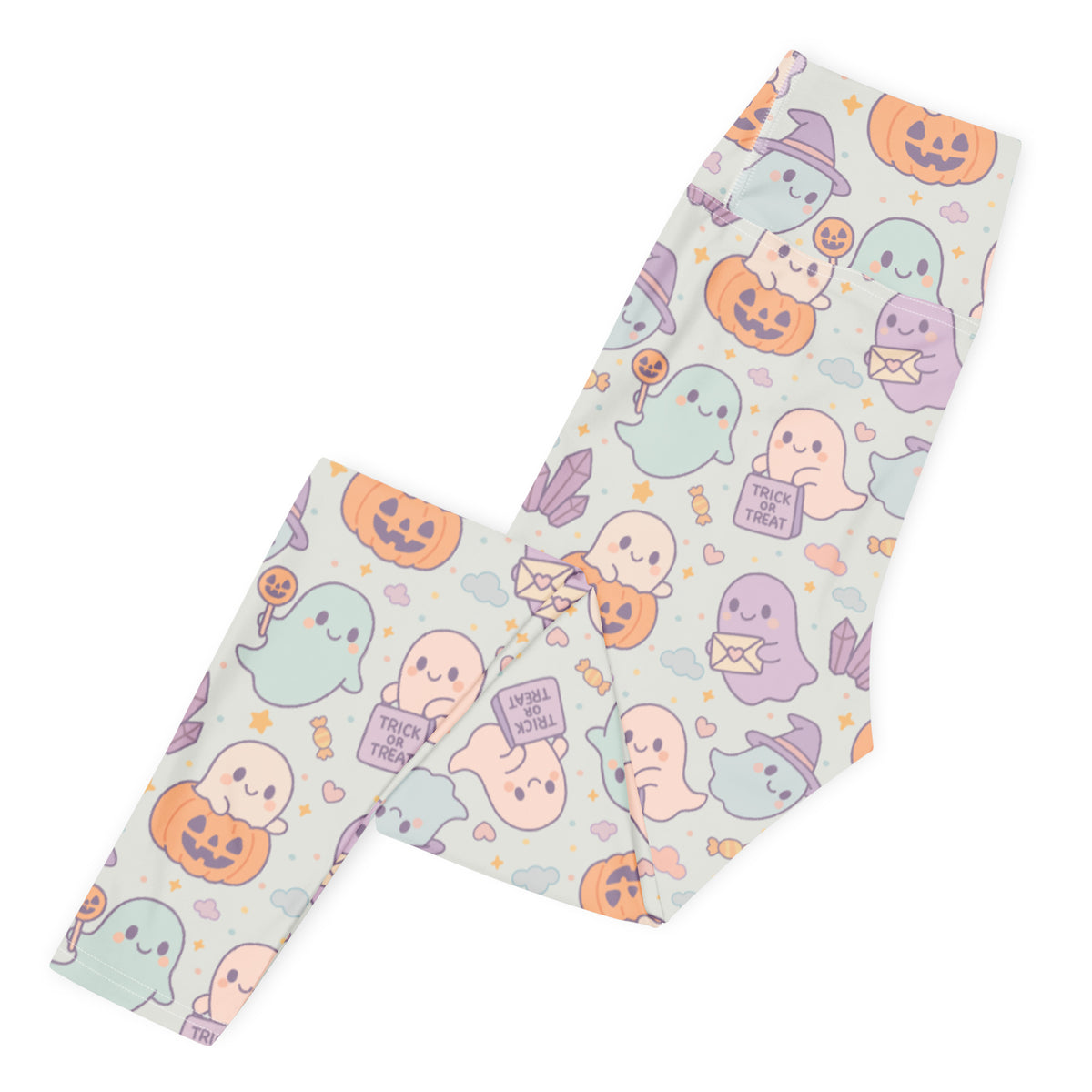 Women's Cute Ghost Halloween Buttery Soft Yoga Leggings - Quick Drying, High Waisted Comfort
