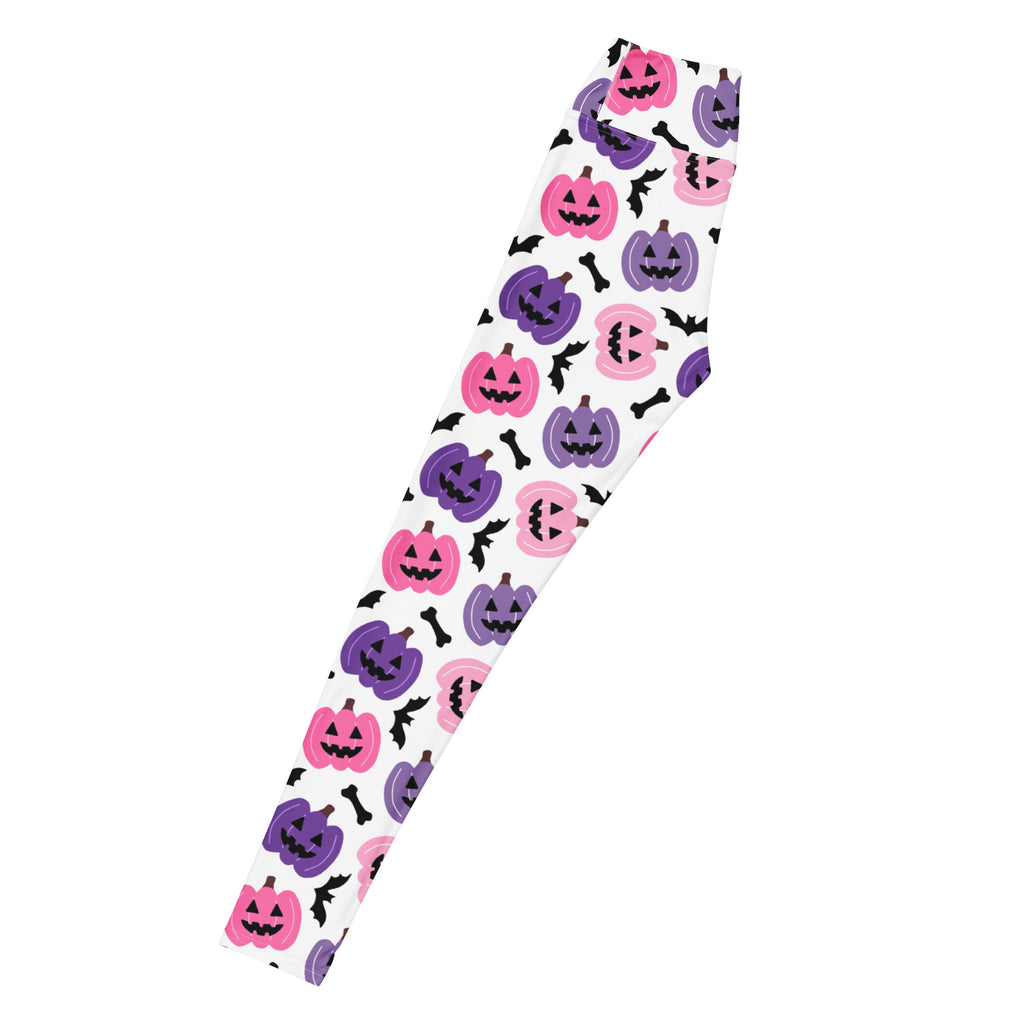 Women's Pink & Purple Pumpkin Halloween Buttery Soft Yoga Leggings - Quick Drying, High Waisted Comfort