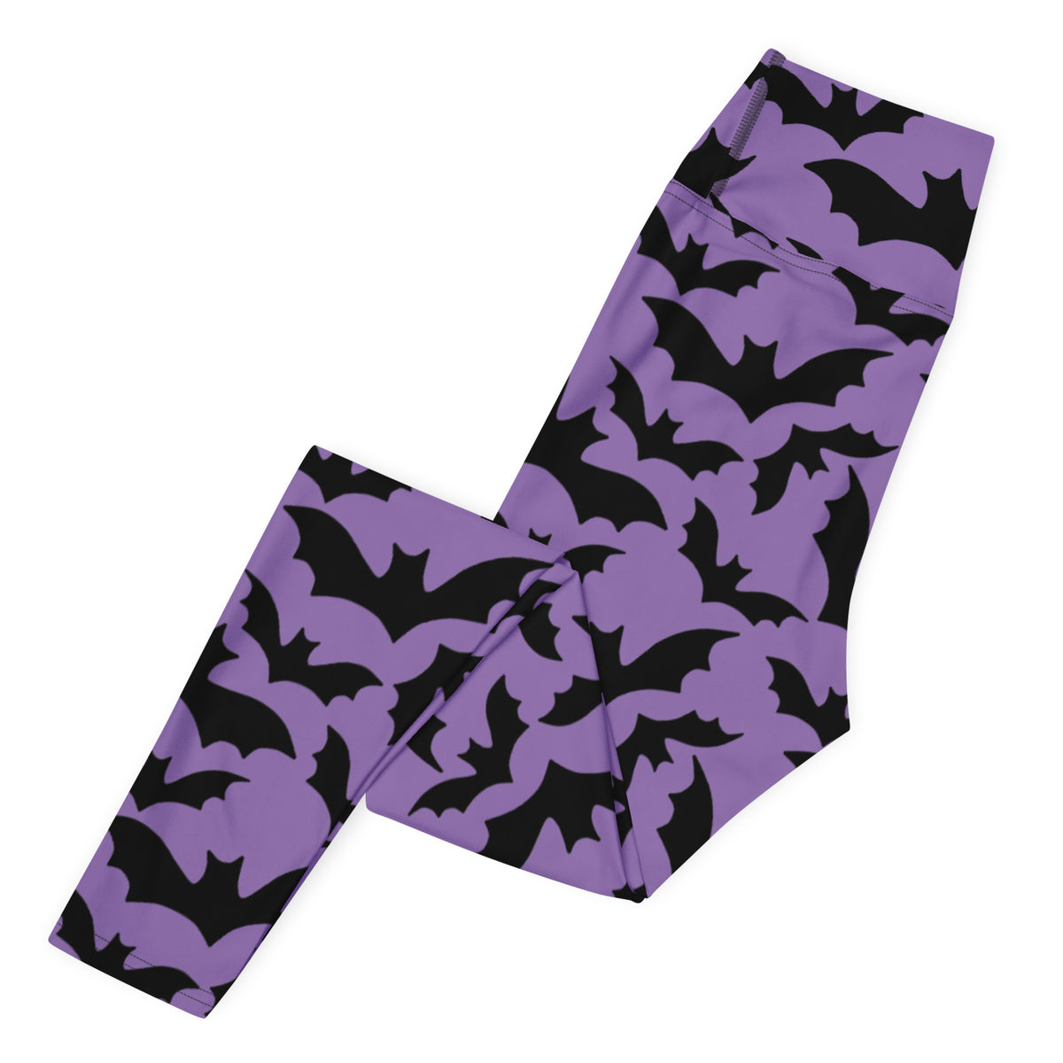 Women's Halloween Purple Bats Buttery Soft Yoga Leggings - Quick Drying, High Waisted Comfort