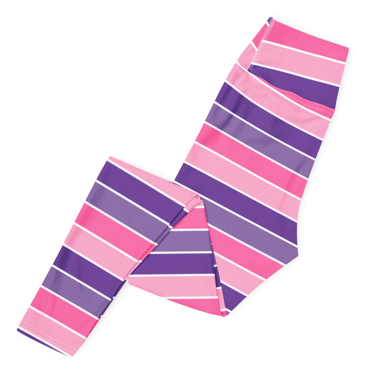 Women's Pink & Purple Striped Halloween Buttery Soft Yoga Leggings - Quick Drying, High Waisted Comfort