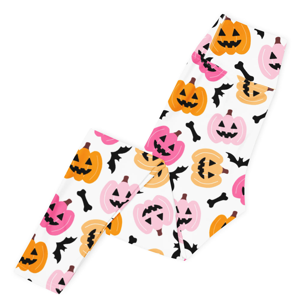 Women's Pink & Orange Pumpkin Halloween Buttery Soft Yoga Leggings - Quick Drying, High Waisted Comfort