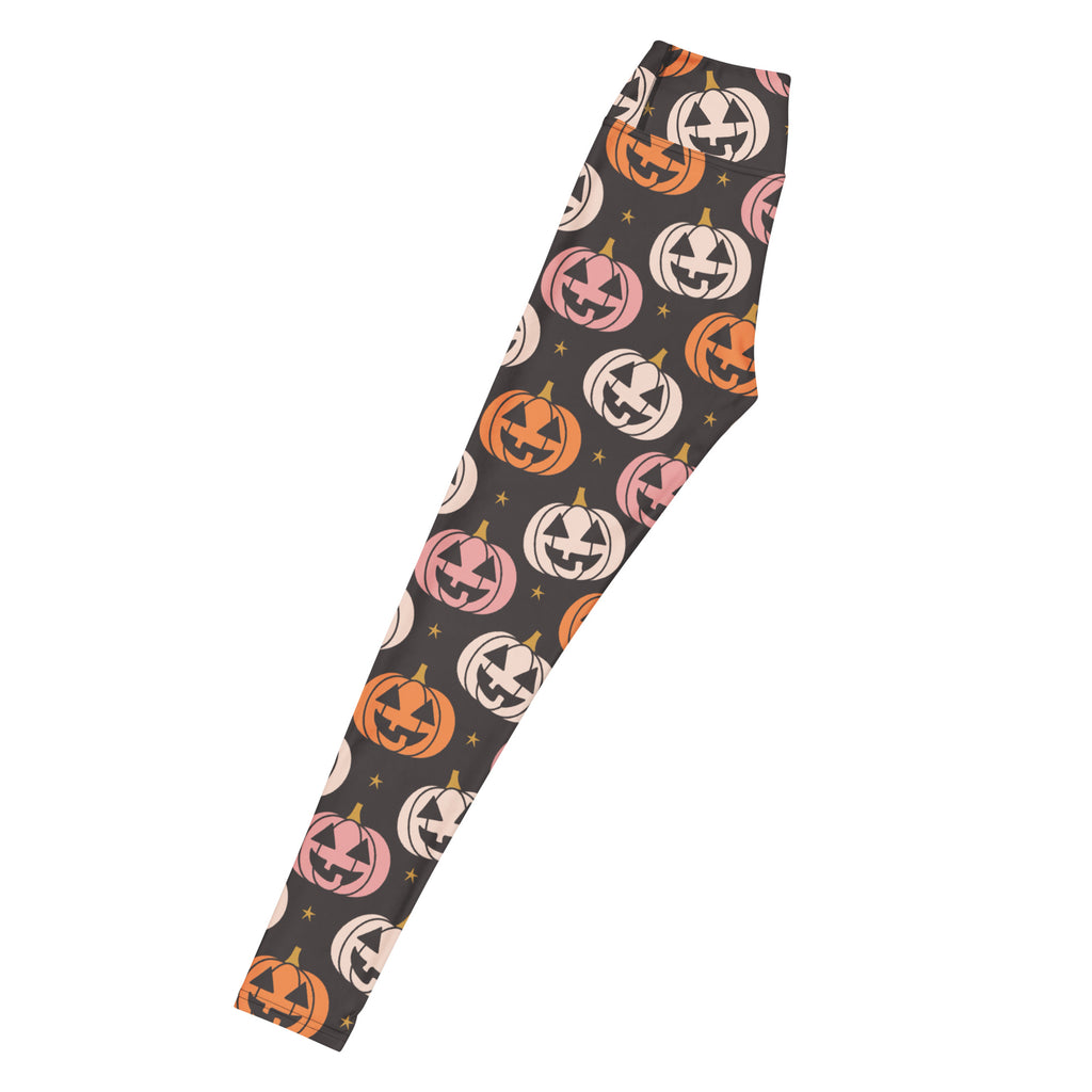 Women's Autumn Jack O’ Lantern Buttery Soft Yoga Leggings - Quick Drying, High Waisted Comfort