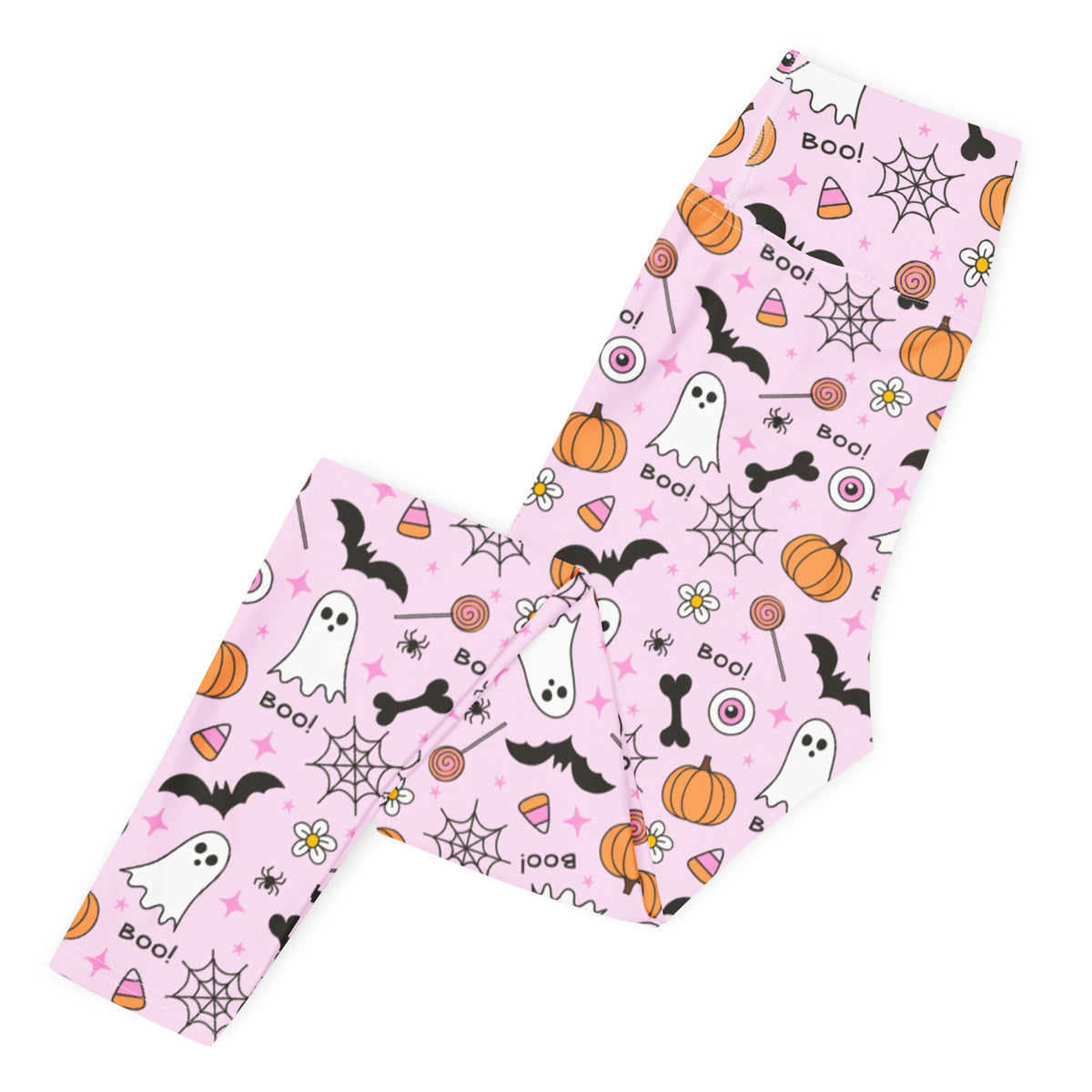 Women's Pink Cute Halloween Buttery Soft Yoga Leggings - Quick Drying, High Waisted Comfort